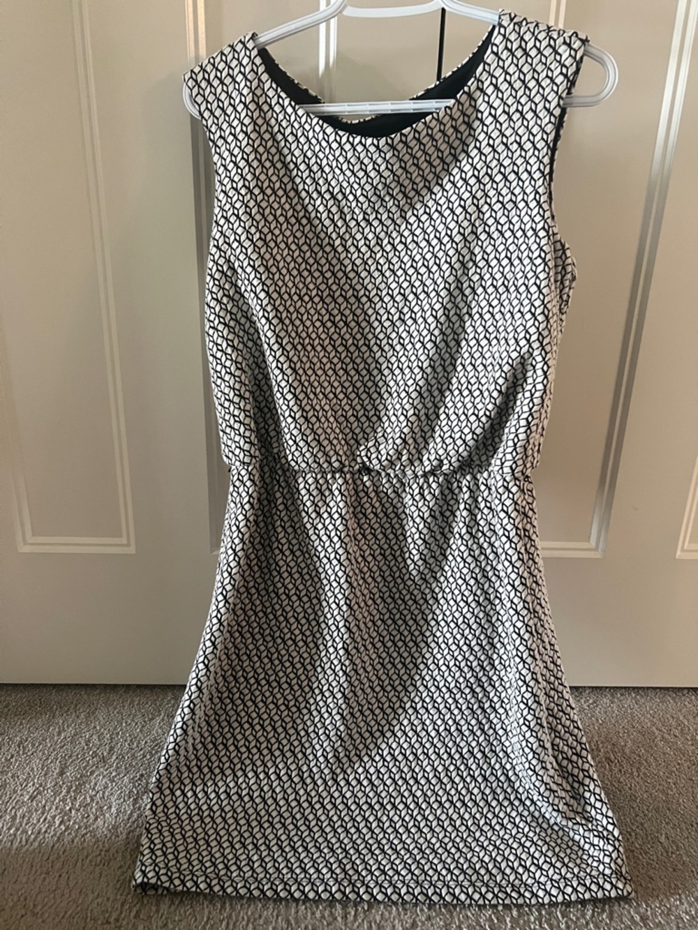 Enfocus Studio Black and White Geometric Midi Dress - Picture 2 of 2